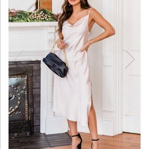 Pink lily satin dress